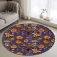thumbnail image 1 of Round Rugs 3.3Ft, Orange Purple Spring Floral Round Area Rug Washable Indoor Throw Carpet, Vintage Botanical Summer Flower Soft Non Slip Circle Rug for Laundry Room Patio Home Decor Aesthetic, 1 of 8