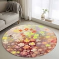 thumbnail image 1 of Round Rugs 3.3Ft, Orange Spring Floral Round Area Rug Washable Indoor Throw Carpet, Modern Oil Painted Daisy Botanical Soft Non Slip Circle Rug for Laundry Room Patio Home Decor Aesthetic, 1 of 8