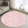 thumbnail image 1 of Round Rugs 3.3Ft, Pink Christmas Round Area Rug Washable Indoor Throw Carpet, Winter Xmas White Snowflakes Dots Soft Non Slip Circle Rug for Laundry Room Patio Home Decor Aesthetic, 1 of 8