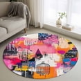 thumbnail image 1 of Round Rugs 3.3Ft, Pink Orange Round Area Rug Washable Indoor Throw Carpet, Modern Oil Painted Artwork Soft Non Slip Circle Rug for Laundry Room Patio Home Decor Aesthetic, 1 of 8