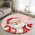 thumbnail image 1 of Round Rugs 3.3Ft, Pink Red Santa Christmas Round Area Rug Washable Indoor Throw Carpet, Xmas Snowflake Watercolor Soft Non Slip Circle Rug for Laundry Room Patio Home Decor Aesthetic, 1 of 8
