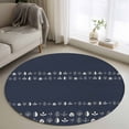 thumbnail image 1 of Round Rugs 3.3Ft, Rustic Botanical Round Area Rug Washable Indoor Throw Carpet, Japanese Herb on Black Simple Art Soft Non Slip Circle Rug for Laundry Room Patio Home Decor Aesthetic, 1 of 8