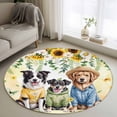 thumbnail image 1 of Round Rugs 3.3Ft, Spring Dog Round Area Rug Washable Indoor Throw Carpet, Sunflower Daisy Botanical Yellow Ombre Soft Non Slip Circle Rug for Laundry Room Patio Home Decor Aesthetic, 1 of 8