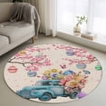 thumbnail image 1 of Round Rugs 3.3Ft, Spring Easter Round Area Rug Washable Indoor Throw Carpet, Eggs Tree Floral Blue Truck Rustic Soft Non Slip Circle Rug for Laundry Room Patio Home Decor Aesthetic, 1 of 8