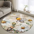 thumbnail image 1 of Round Rugs 3.3Ft, Summer Botanical Round Area Rug Washable Indoor Throw Carpet, White Daisy Botanical Bee Rustic Soft Non Slip Circle Rug for Laundry Room Patio Home Decor Aesthetic, 1 of 8