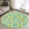 thumbnail image 1 of Round Rugs 3.3Ft, Summer Lemon Round Area Rug Washable Indoor Throw Carpet, Green Botanical Blue Flowers Soft Non Slip Circle Rug for Laundry Room Patio Home Decor Aesthetic, 1 of 8