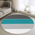thumbnail image 1 of Round Rugs 3.3Ft, Teal Grey Striped Round Area Rug Washable Indoor Throw Carpet, Farmhouse Modern Soft Non Slip Circle Rug for Laundry Room Patio Home Decor Aesthetic, 1 of 8