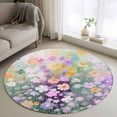 thumbnail image 1 of Round Rugs 3.3Ft, Teal Spring Floral Round Area Rug Washable Indoor Throw Carpet, Modern Oil Painted Daisy Botanical Soft Non Slip Circle Rug for Laundry Room Patio Home Decor Aesthetic, 1 of 8