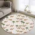 thumbnail image 1 of Round Rugs 3.3Ft, Tropical Plants Round Area Rug Washable Indoor Throw Carpet, Summer Palm Trees Camel Animals Boho Soft Non Slip Circle Rug for Laundry Room Patio Home Decor Aesthetic, 1 of 8