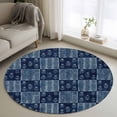 thumbnail image 1 of Round Rugs 3.3Ft, Vintage Floral Round Area Rug Washable Indoor Throw Carpet, Abstract Flowers Patchwork Country Navy Blue Soft Non Slip Circle Rug for Laundry Room Patio Home Decor Aesthetic, 1 of 8