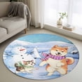 thumbnail image 1 of Round Rugs 3.3Ft, Winter Dog Round Area Rug Washable Indoor Throw Carpet, Cute Cat Snowman Snowflake Soft Non Slip Circle Rug for Laundry Room Patio Home Decor Aesthetic, 1 of 8