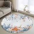 thumbnail image 1 of Round Rugs 3 Ft, Blue Coastal Non Slip Area Rugs for Kitchen Bedroom Entryway, Summer Beach Starfish Weeping Eucalyptus Ombre Washable Carpet Runner Rug Floor Mats for Bedroom Home Decor, 1 of 8