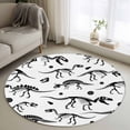 thumbnail image 1 of Round Rugs 3 Ft, Dinosaur Fossils Non Slip Area Rugs for Kitchen Bedroom Entryway, White Black Ancient Animals Washable Carpet Runner Rug Floor Mats for Bedroom Home Decor, 1 of 8