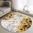 thumbnail image 1 of Round Rugs 3 Ft, Farmhouse Sunflower Non Slip Area Rugs for Kitchen Bedroom Entryway, Vintage Daisy Butterflies Gray Wood Washable Carpet Runner Rug Floor Mats for Bedroom Home Decor, 1 of 8
