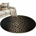 thumbnail image 1 of Round Rugs 3 Ft, Leopard Print Non Slip Area Rugs for Kitchen Bedroom Entryway, Chic Abstract Black Brown Animals Texture Washable Carpet Runner Rug Floor Mats for Bedroom Home Decor, 1 of 9