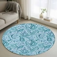 thumbnail image 1 of Round Rugs 3 Ft, Light Blue Teal Non Slip Area Rugs for Kitchen Bedroom Entryway, Retro Botanical Abstract Art Washable Carpet Runner Rug Floor Mats for Bedroom Home Decor, 1 of 9