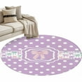 thumbnail image 1 of Round Rugs 3 Ft, Pink Bow Non Slip Area Rugs for Kitchen Bedroom Entryway, Modern Cartoon Cute Funny Dots Striped Washable Carpet Runner Rug Floor Mats for Bedroom Home Decor, 1 of 9