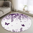 thumbnail image 1 of Round Rugs 3 Ft, Purple Spring Botanical Non Slip Area Rugs for Kitchen Bedroom Entryway, Weeping Eucalyptus Butterfly Washable Carpet Runner Rug Floor Mats for Bedroom Home Decor, 1 of 8