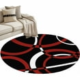 thumbnail image 1 of Round Rugs 3 Ft, Red Geometric Non Slip Area Rugs for Kitchen Bedroom Entryway, Vintage Abstract Stripes Aesthetic Art Washable Carpet Runner Rug Floor Mats for Bedroom Home Decor, 1 of 9
