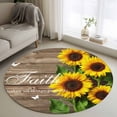 thumbnail image 1 of Round Rugs 3 Ft, Spring Sunflowers Non Slip Area Rugs for Kitchen Bedroom Entryway, Country Farmhouse Brown Wooden Plank Washable Carpet Runner Rug Floor Mats for Bedroom Home Decor, 1 of 8