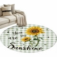 thumbnail image 1 of Round Rugs 3 Ft, Sunflowers Farmhouse Non Slip Area Rugs for Kitchen Bedroom Entryway, Sage Green Plaid Pastoral Rustic Washable Carpet Runner Rug Floor Mats for Bedroom Home Decor, 1 of 9