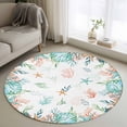 thumbnail image 1 of Round Rugs 3Ft, Beach Coastal Round Area Rug Washable Indoor Throw Carpet, Summer Coral Starfish Nautical Ocean Small Non Slip Circle Rug for Bedroom Living Room Home Decor Aesthetic, 1 of 8