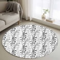 thumbnail image 1 of Round Rugs 3Ft, Black Grey Botanical Round Area Rug Washable Indoor Throw Carpet, Spring Floral Summer Farmhouse Small Non Slip Circle Rug for Bedroom Living Room Home Decor Aesthetic, 1 of 8