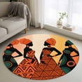 thumbnail image 1 of Round Rugs 3Ft, Black Women Round Area Rug Washable Indoor Throw Carpet, African Southwestern Boho Orange Yellow Small Non Slip Circle Rug for Bedroom Living Room Home Decor Aesthetic, 1 of 8