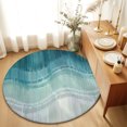 thumbnail image 1 of Round Rugs 3Ft, Blue Abstract Art Round Area Rug Washable Indoor Throw Carpet, Modern Stripes Moire Small Non Slip Circle Rug for Bedroom Living Room Home Decor Aesthetic, 1 of 8
