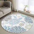 thumbnail image 1 of Round Rugs 3Ft, Blue Beige Coastal Turtle Round Area Rug Washable Indoor Throw Carpet, Ocean Coral Nautical Small Non Slip Circle Rug for Bedroom Living Room Home Decor Aesthetic, 1 of 8