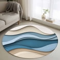 thumbnail image 1 of Round Rugs 3Ft, Blue Beige Ombre Round Area Rug Washable Indoor Throw Carpet, Geometric Moire Abstract Modern Small Non Slip Circle Rug for Bedroom Living Room Home Decor Aesthetic, 1 of 8