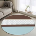 thumbnail image 1 of Round Rugs 3Ft, Blue Brown Morocco Round Area Rug Washable Indoor Throw Carpet, Geometric Stripes Aqua Stitching Small Non Slip Circle Rug for Bedroom Living Room Home Decor Aesthetic, 1 of 8