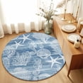 thumbnail image 1 of Round Rugs 3Ft, Blue Coastal Round Area Rug Washable Indoor Throw Carpet, Nautical Coral Starfish Shell Seahorse Ocean Small Non Slip Circle Rug for Bedroom Living Room Home Decor Aesthetic, 1 of 8