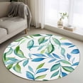 thumbnail image 1 of Round Rugs 3Ft, Blue Green Botanical Round Area Rug Washable Indoor Throw Carpet, Watercolor Summer Leaf Small Non Slip Circle Rug for Bedroom Living Room Home Decor Aesthetic, 1 of 8