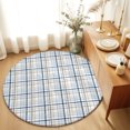 thumbnail image 1 of Round Rugs 3Ft, Blue Lines Round Area Rug Washable Indoor Throw Carpet, Modern Gingham Plaid Striped Farmhouse Small Non Slip Circle Rug for Bedroom Living Room Home Decor Aesthetic, 1 of 8