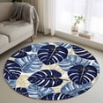 thumbnail image 1 of Round Rugs 3Ft, Blue Palm Leaves Round Area Rug Washable Indoor Throw Carpet, Farmhouse Summer Beige Tropical Plants Small Non Slip Circle Rug for Bedroom Living Room Home Decor Aesthetic, 1 of 8