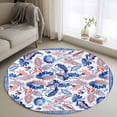 thumbnail image 1 of Round Rugs 3Ft, Blue Red Ethnic Round Area Rug Washable Indoor Throw Carpet, Boho Modern Geometric Abstract Art Small Non Slip Circle Rug for Bedroom Living Room Home Decor Aesthetic, 1 of 8