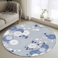 thumbnail image 1 of Round Rugs 3Ft, Blue White Floral Round Area Rug Washable Indoor Throw Carpet, Spring Botanical Leaves Farmhouse Small Non Slip Circle Rug for Bedroom Living Room Home Decor Aesthetic, 1 of 8