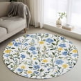 thumbnail image 1 of Round Rugs 3Ft, Blue Yellow Floral Spring Round Area Rug Washable Indoor Throw Carpet, Summer Botanical Pastoral Green Small Non Slip Circle Rug for Bedroom Living Room Home Decor Aesthetic, 1 of 8