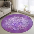 thumbnail image 1 of Round Rugs 3Ft, Boho Floral Round Area Rug Washable Indoor Throw Carpet, Purple Flowers Vintage Bohemian Watercolor Small Non Slip Circle Rug for Bedroom Living Room Home Decor Aesthetic, 1 of 8