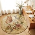 thumbnail image 1 of Round Rugs 3Ft, Botanical Ferns Round Area Rug Washable Indoor Throw Carpet, Romantic Roses Florals Butterfly Distressed Small Non Slip Circle Rug for Bedroom Living Room Home Decor Aesthetic, 1 of 8