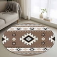 thumbnail image 1 of Round Rugs 3Ft, Brown Boho Round Area Rug Washable Indoor Throw Carpet, Farmhouse Aztec Southwest Ethnic Geometric Small Non Slip Circle Rug for Bedroom Living Room Home Decor Aesthetic, 1 of 8