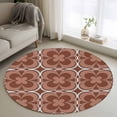 thumbnail image 1 of Round Rugs 3Ft, Brown Boho Round Area Rug Washable Indoor Throw Carpet, Retro Farmhouse Abstract Floral Motifs Small Non Slip Circle Rug for Bedroom Living Room Home Decor Aesthetic, 1 of 8