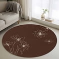 thumbnail image 1 of Round Rugs 3Ft, Brown Floral Round Area Rug Washable Indoor Throw Carpet, Spring Flower Small Non Slip Circle Rug for Bedroom Living Room Home Decor Aesthetic, 1 of 8