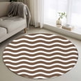 thumbnail image 1 of Round Rugs 3Ft, Brown White Round Area Rug Washable Indoor Throw Carpet, Modern Abstract Waves Water Ripple Striped Small Non Slip Circle Rug for Bedroom Living Room Home Decor Aesthetic, 1 of 8