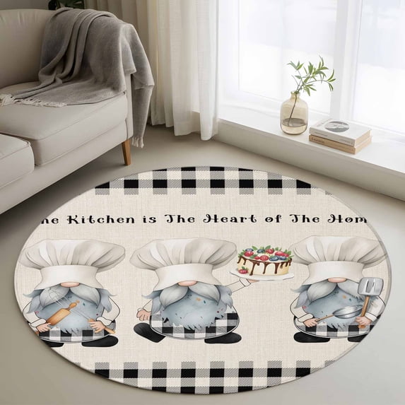 Round Rugs 3Ft, Chef Gnomes Round Area Rug Washable Indoor Throw Carpet ...