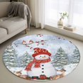 thumbnail image 1 of Round Rugs 3Ft, Christmas Snowman Round Area Rug Washable Indoor Throw Carpet, Xmas Snowflake Tree Birds Elk Small Non Slip Circle Rug for Bedroom Living Room Home Decor Aesthetic, 1 of 8