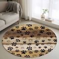 thumbnail image 1 of Round Rugs 3Ft, Cute Dog Claws Round Area Rug Washable Indoor Throw Carpet, Farmhouse Brown Wooden Grain Puppy Pawprints Small Non Slip Circle Rug for Bedroom Living Room Home Decor Aesthetic, 1 of 8