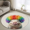 thumbnail image 1 of Round Rugs 3Ft, Funny Pig Round Area Rug Washable Indoor Throw Carpet, Rainbow Abstract Animals Small Non Slip Circle Rug for Bedroom Living Room Home Decor Aesthetic, 1 of 8