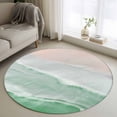 thumbnail image 1 of Round Rugs 3Ft, Green Coastal Wave Round Area Rug Washable Indoor Throw Carpet, Summer Modern Ocean Beach Small Non Slip Circle Rug for Bedroom Living Room Home Decor Aesthetic, 1 of 8
